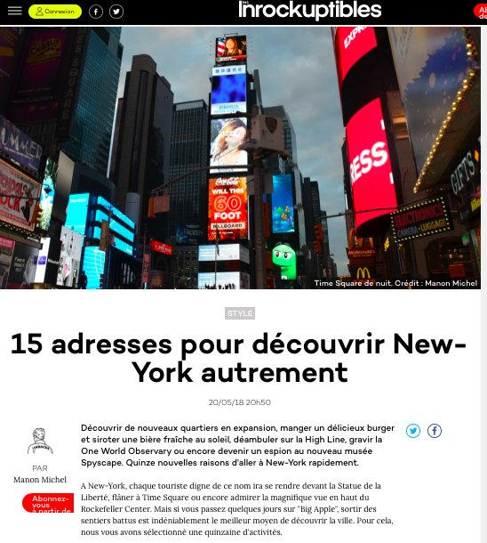 New York Off Road dans les Inrockuptibles