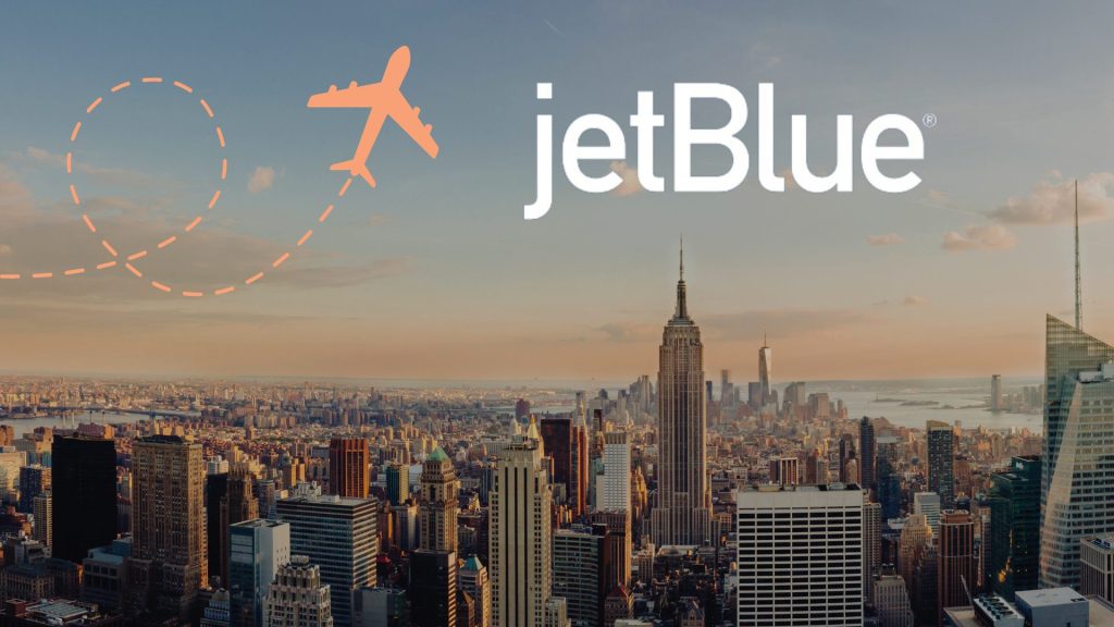 ville de New York avec compagnie aérienne et avion JetBlue