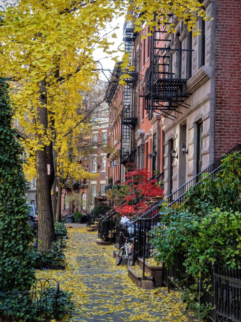 fall foliage à manhattan, New York dans le quartier de Greenwich Village